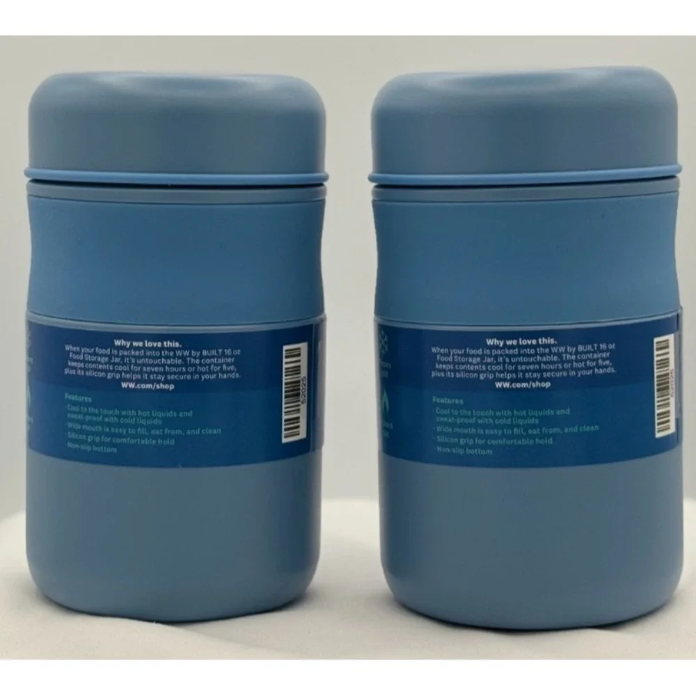 (2) Weight Watchers 16 OZ Food Storage Jars - New! 7 Hours Cold - 5 Hours Hot
